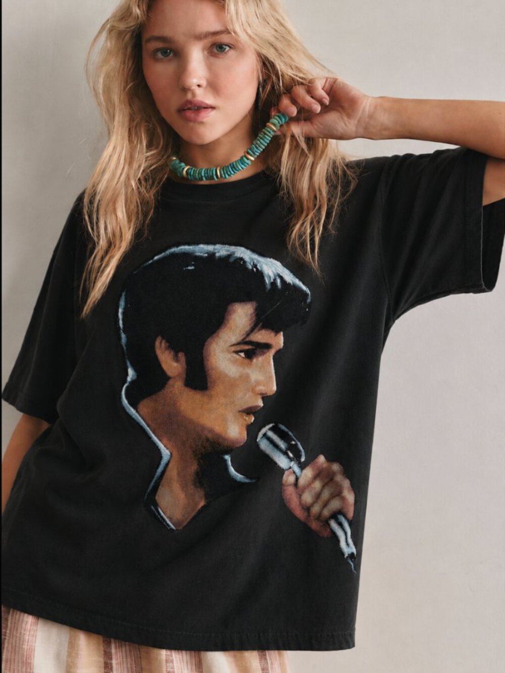 Mighty Fine Black Graphic Elvis Short Sleeve Tee